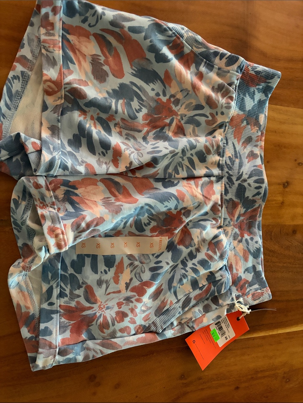 Women's Athletic Shorts in Blue and Pink Floral Print